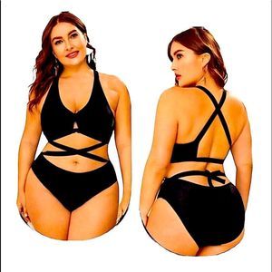 SHEIN Black Crisscross One Piece Swimsuit